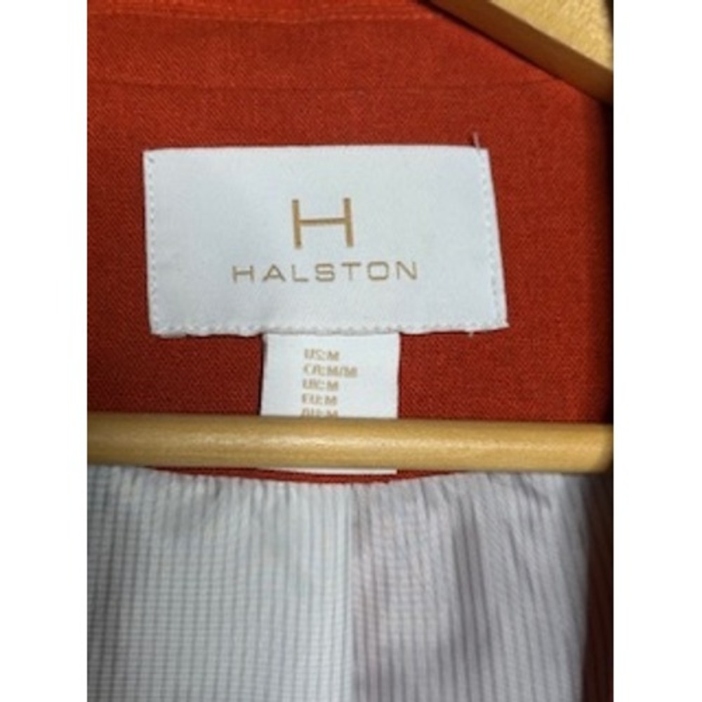 Halston Orange Linen Blend Blazer Tailored Light Shoulder Pads Medium - Picture 5 of 7